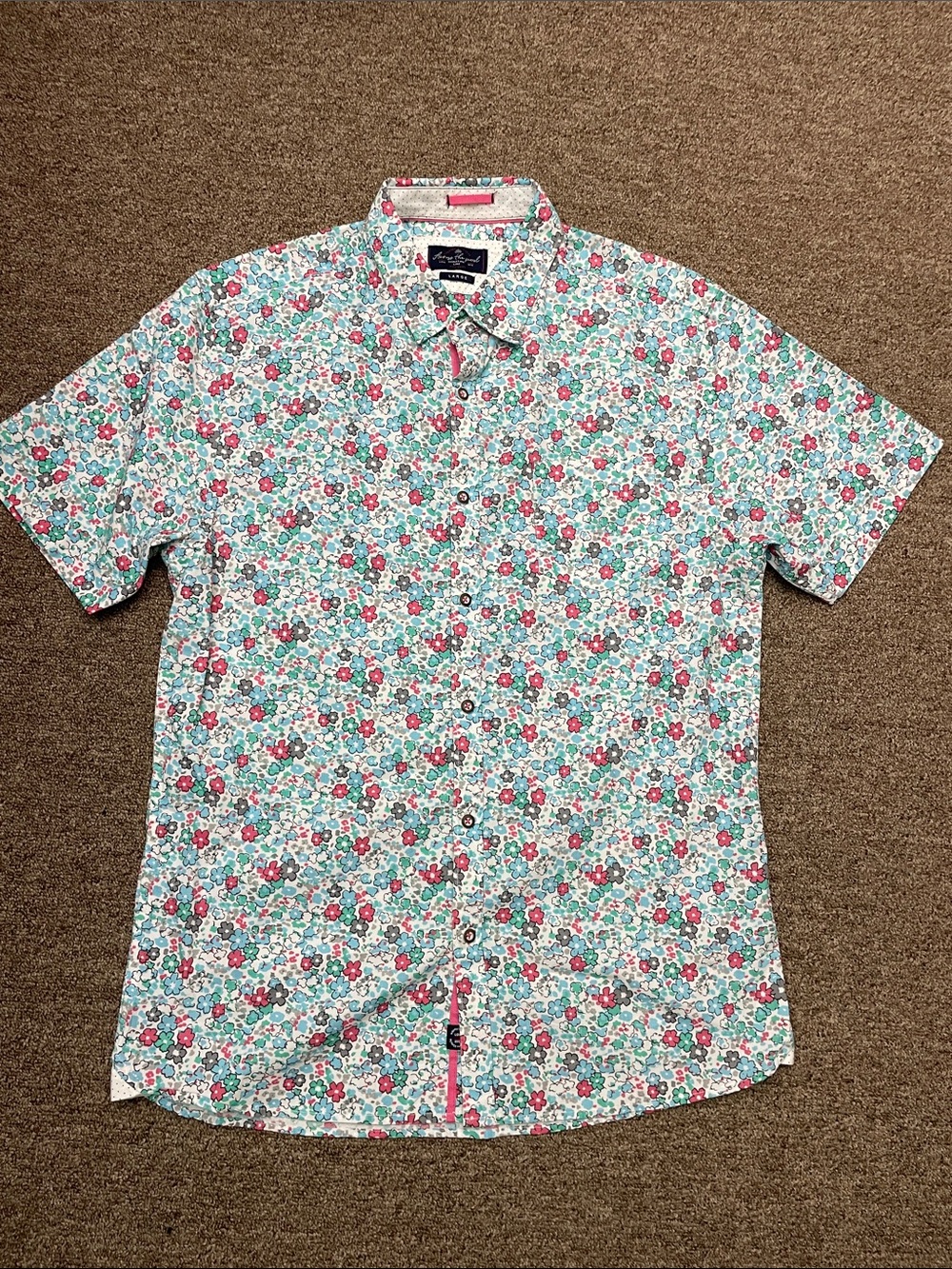Across the Pond London Signature Floral Casual Top Men Size Large